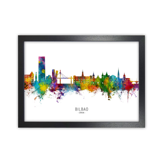 Bilbao Spain Skyline Art Print by Michael Tompsett Black Grain