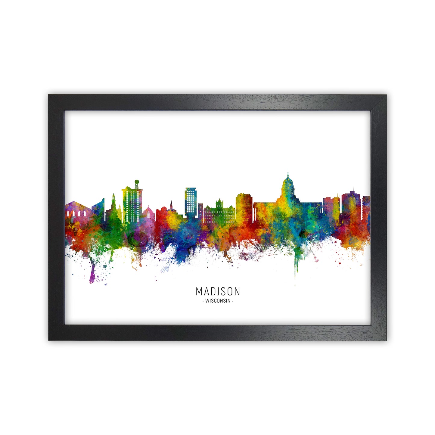 Madison Wisconsin Skyline Art Print by Michael Tompsett Black Grain