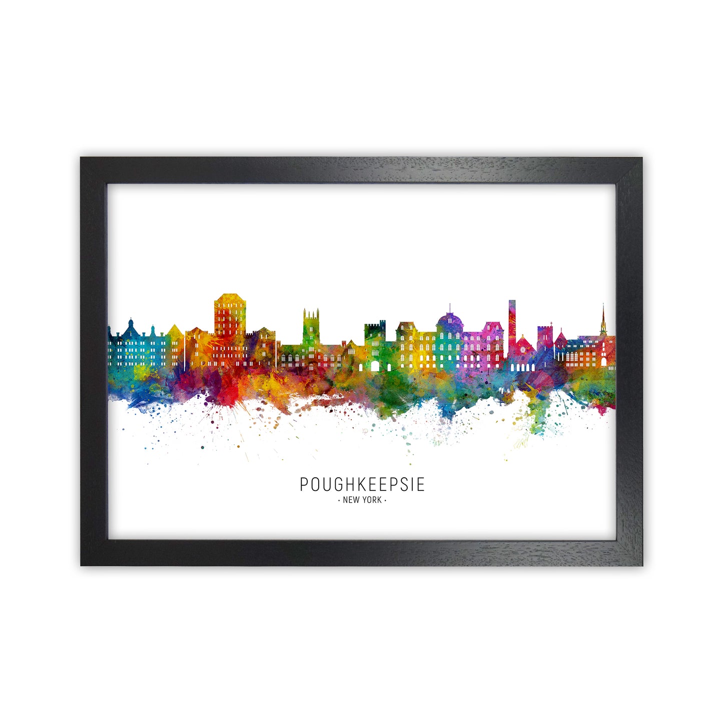 Poughkeepsie New York Skyline Art Print by Michael Tompsett Black Grain