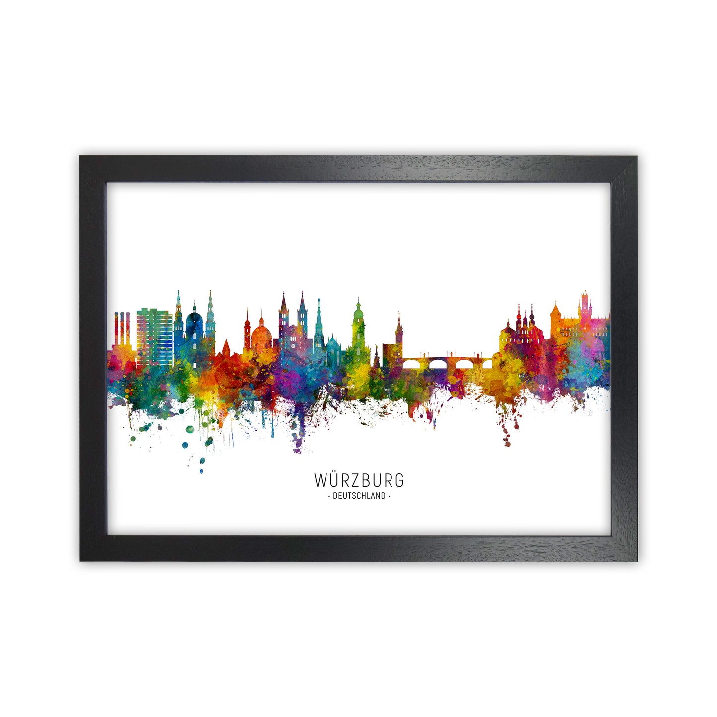 Wurzburg Deutschland Skyline Art Print by Michael Tompsett Black Grain