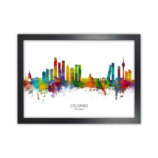 Colombo Sri Lanka Skyline Art Print by Michael Tompsett Black Grain