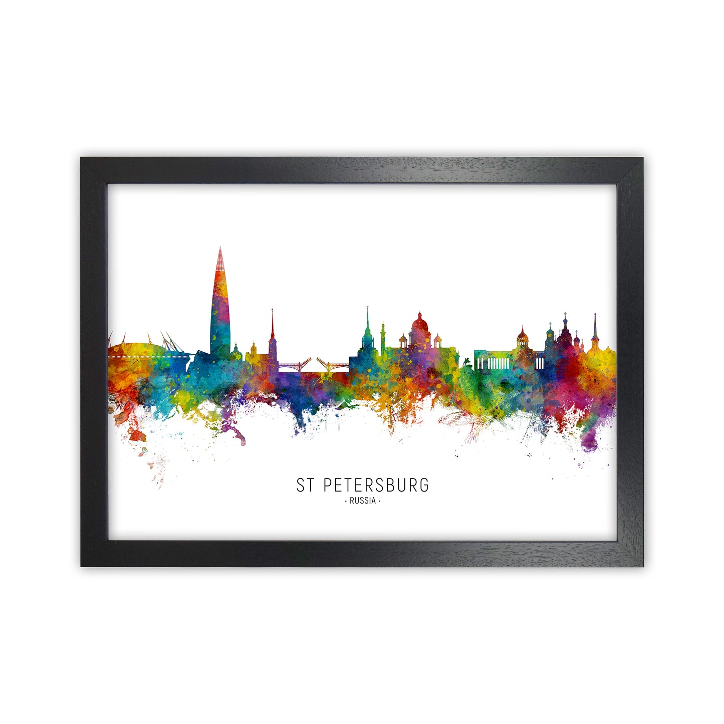 St Petersburg Russia Skyline Art Print by Michael Tompsett Black Grain