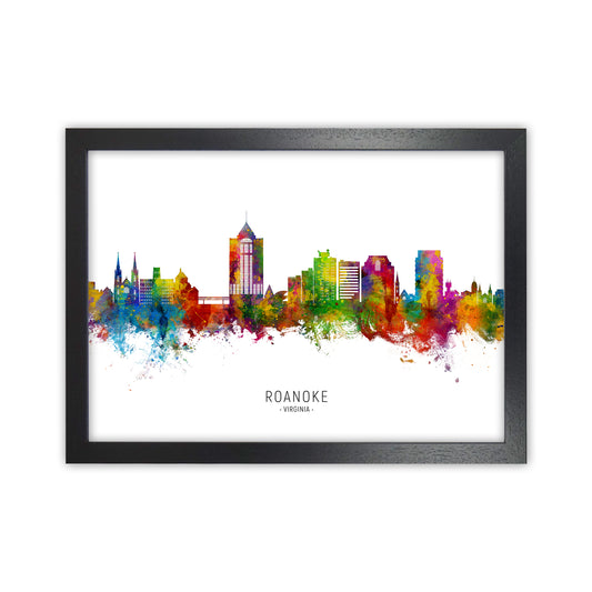 Roanoke Virginia Skyline Art Print by Michael Tompsett Black Grain
