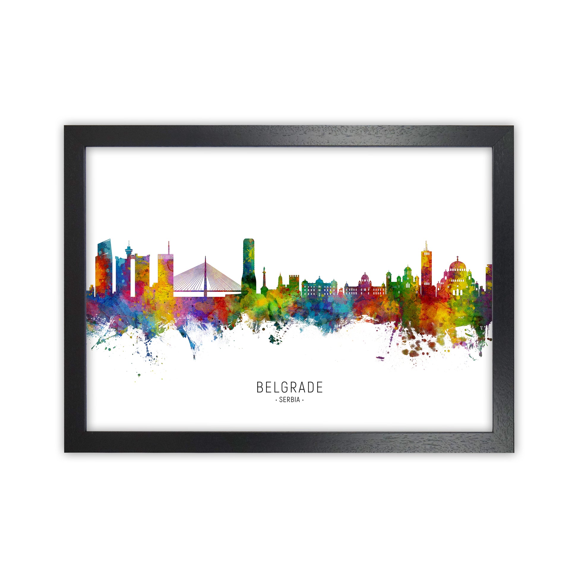 Belgrade Serbia Skyline  Art Print by Michael Tompsett Black Grain
