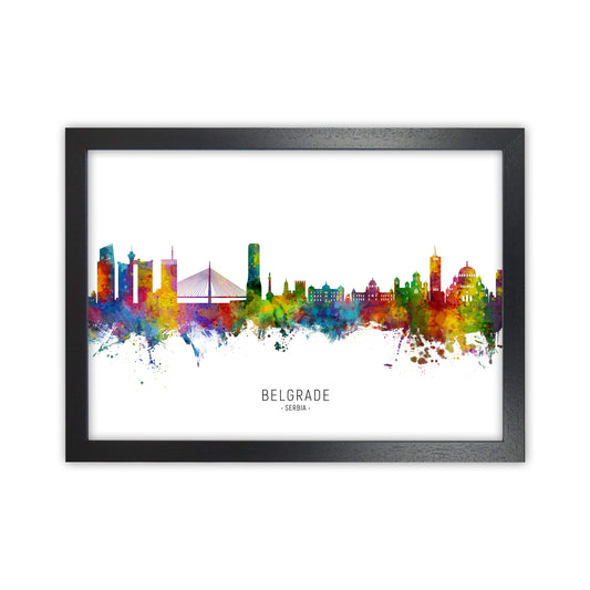 Belgrade Serbia Skyline  Art Print by Michael Tompsett Black Grain