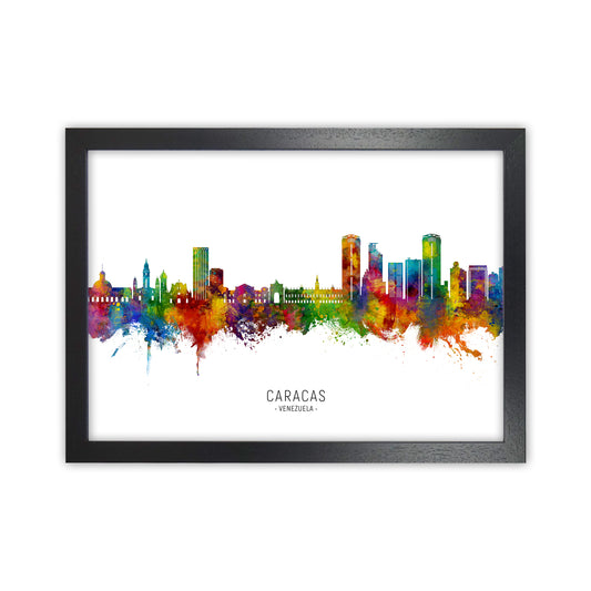 Caracas Venezuela Skyline  Art Print by Michael Tompsett Black Grain