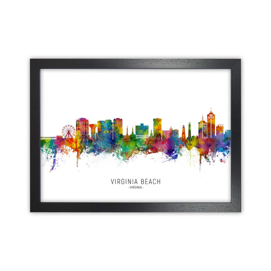 Virginia Beach Virginia Skyline  Art Print by Michael Tompsett Black Grain