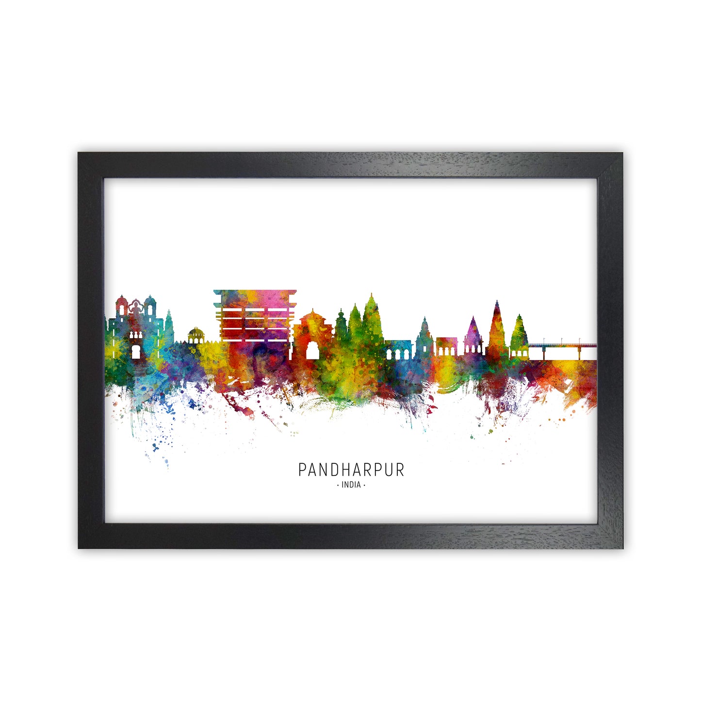 Pandharpur India Skyline Art Print by Michael Tompsett Black Grain