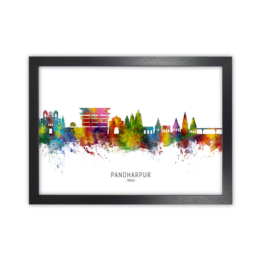 Pandharpur India Skyline  Art Print by Michael Tompsett Black Grain