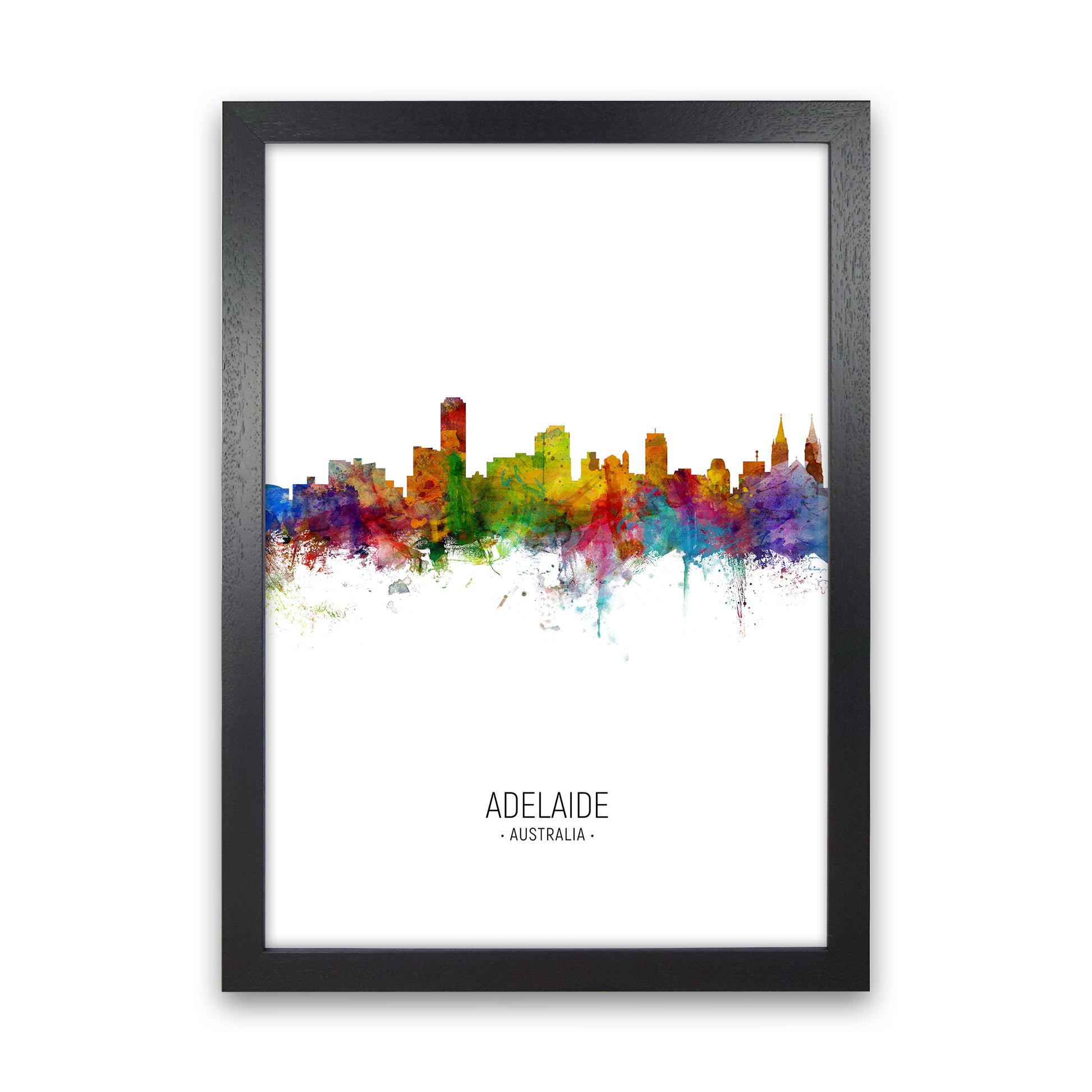 Adelaide Australia Skyline Portrait Art Print by Michael Tompsett Black Grain