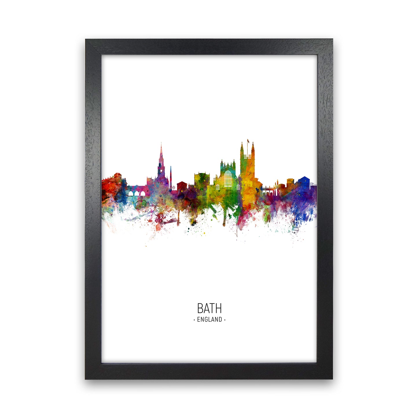 Bath England Skyline Portrait Art Print by Michael Tompsett Black Grain