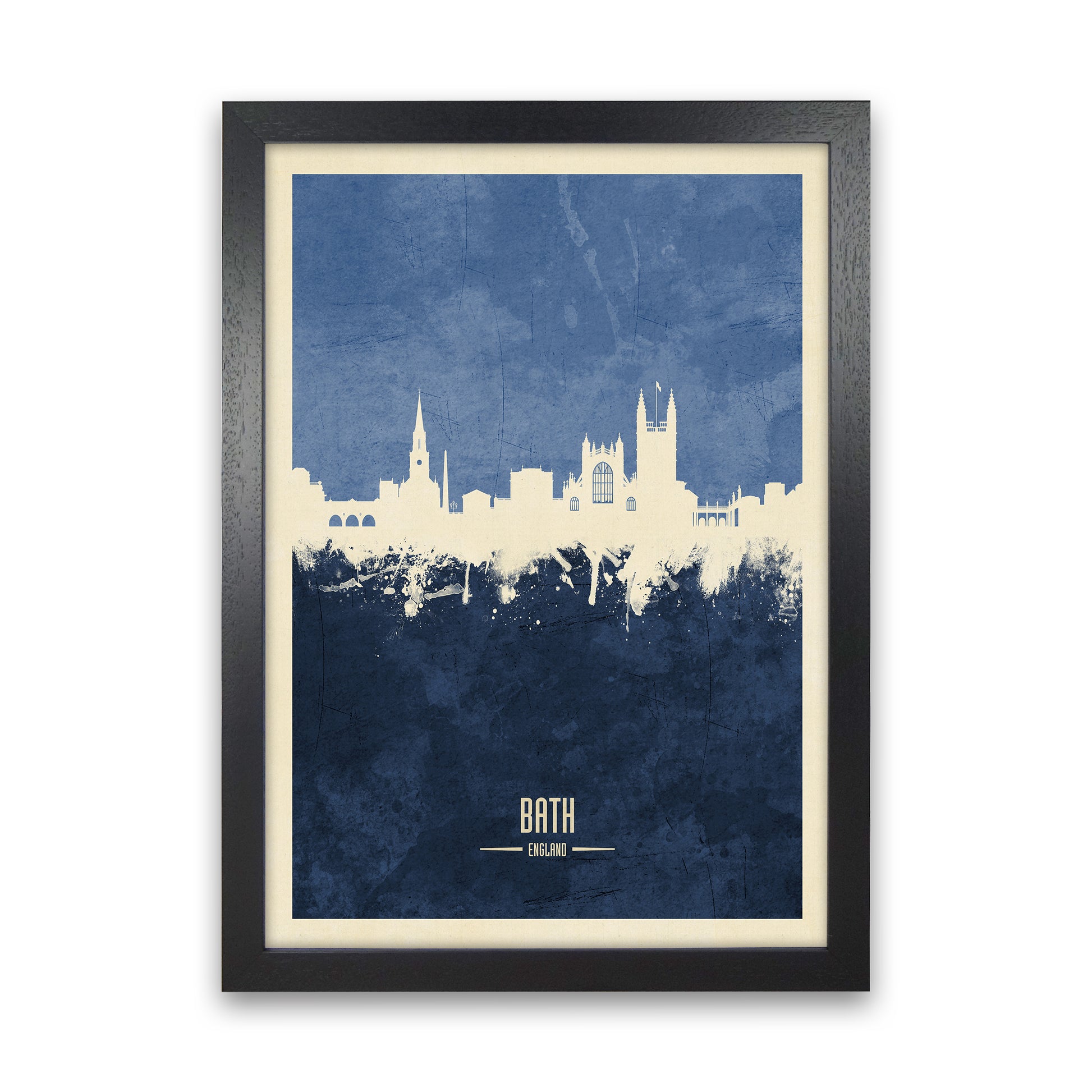 Bath England Skyline Portrait Navy Art Print by Michael Tompsett Black Grain