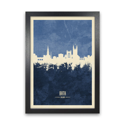 Bath England Skyline Portrait Navy Art Print by Michael Tompsett Black Grain