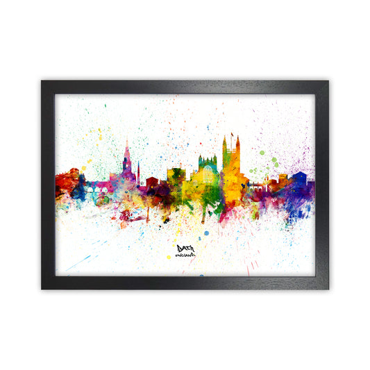 Bath England Skyline Splash Art Print by Michael Tompsett Black Grain