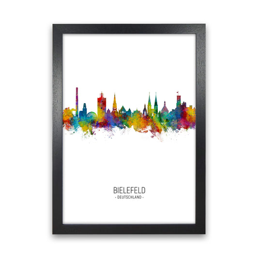 Bielefeld Deutschland Skyline Portrait Art Print by Michael Tompsett Black Grain