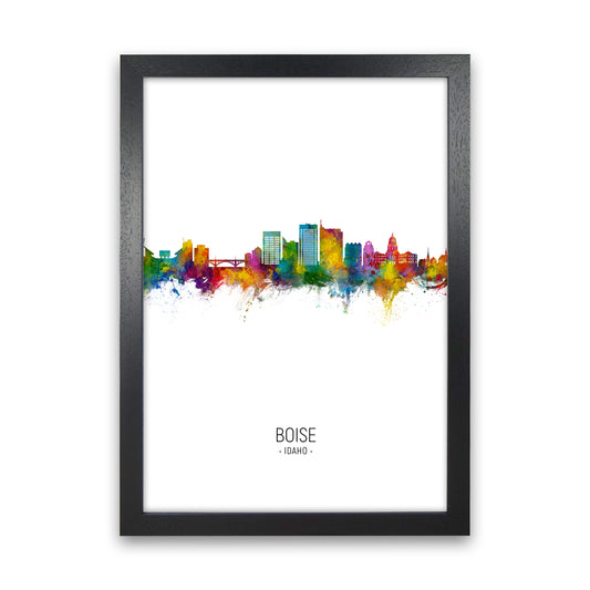 Boise Idaho Skyline Portrait Art Print by Michael Tompsett Black Grain