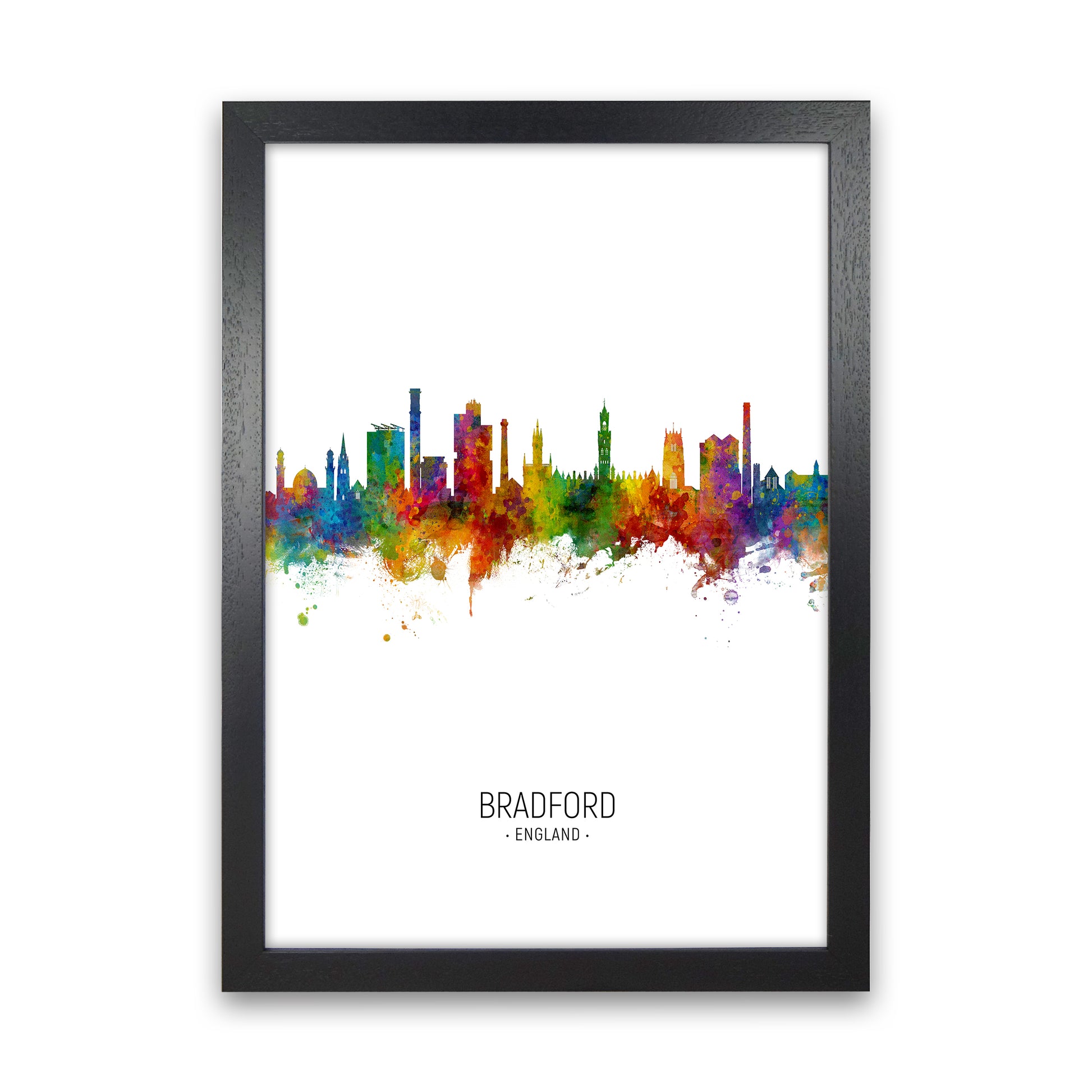 Bradford England Skyline Portrait Art Print by Michael Tompsett Black Grain