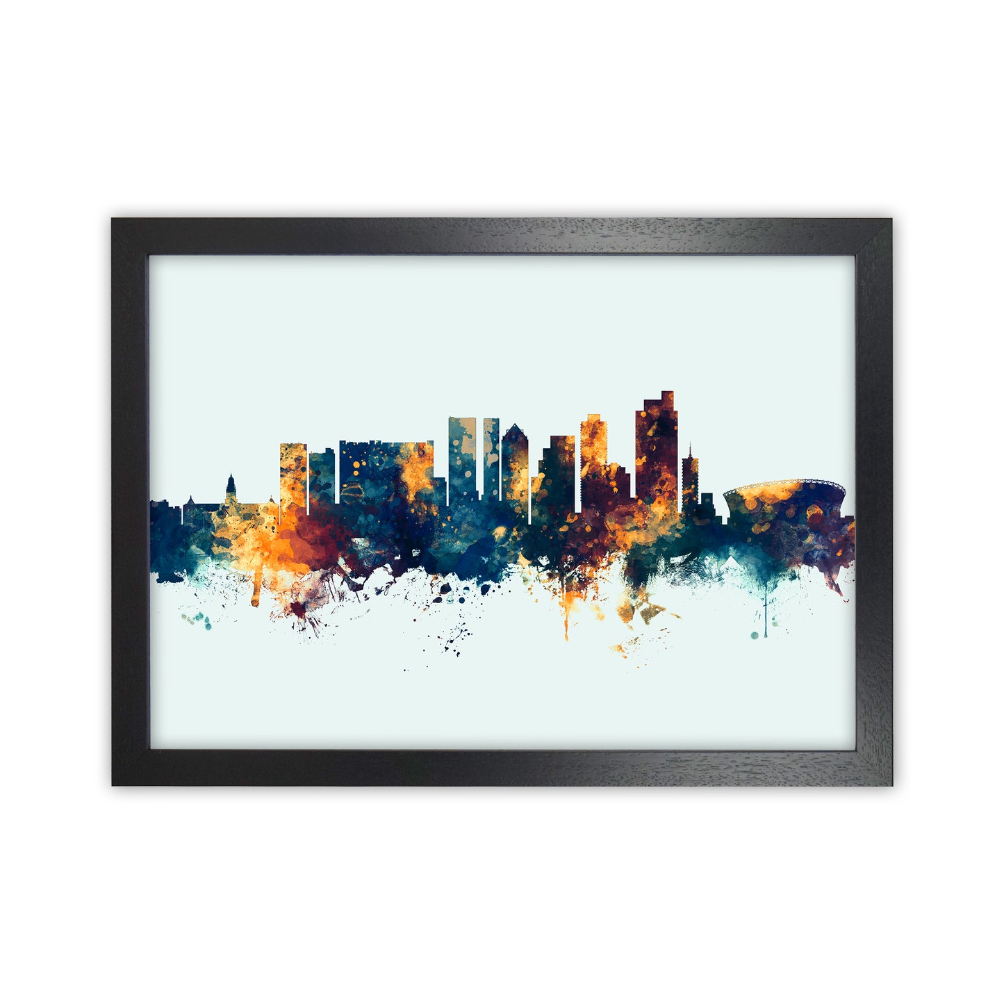 Cape Town South Africa Skyline Blue Orange Art Print by Michael Tompsett Black Grain