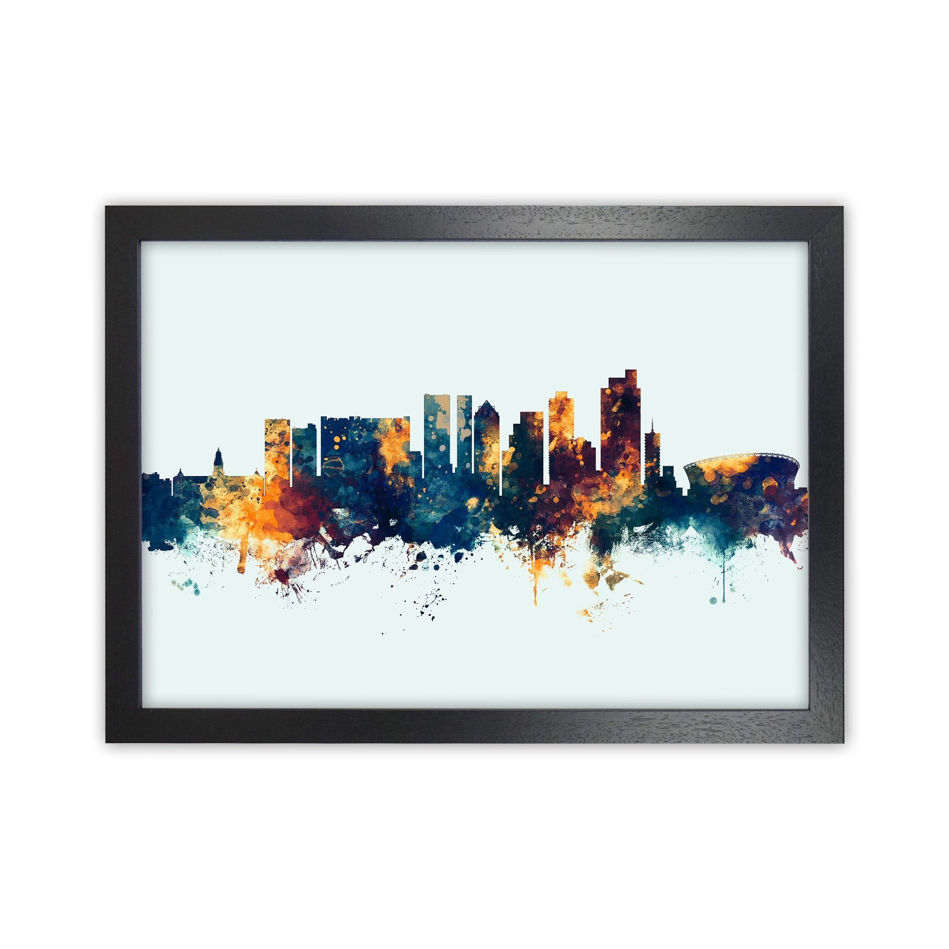 Cape Town South Africa Skyline Blue Orange Art Print by Michael Tompsett Black Grain