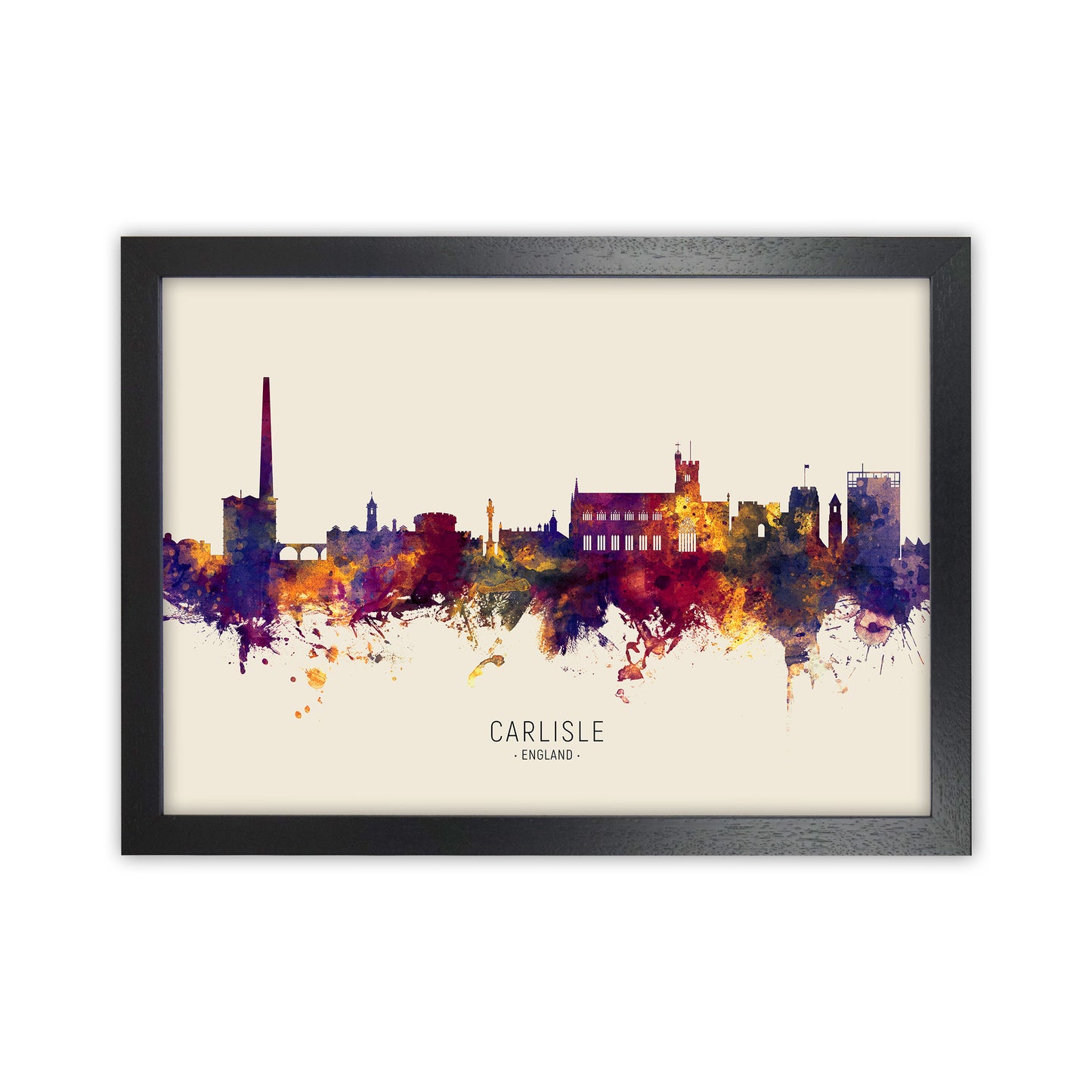 Carlisle England Skyline Autumn City Name Art Print by Michael Tompsett Black Grain