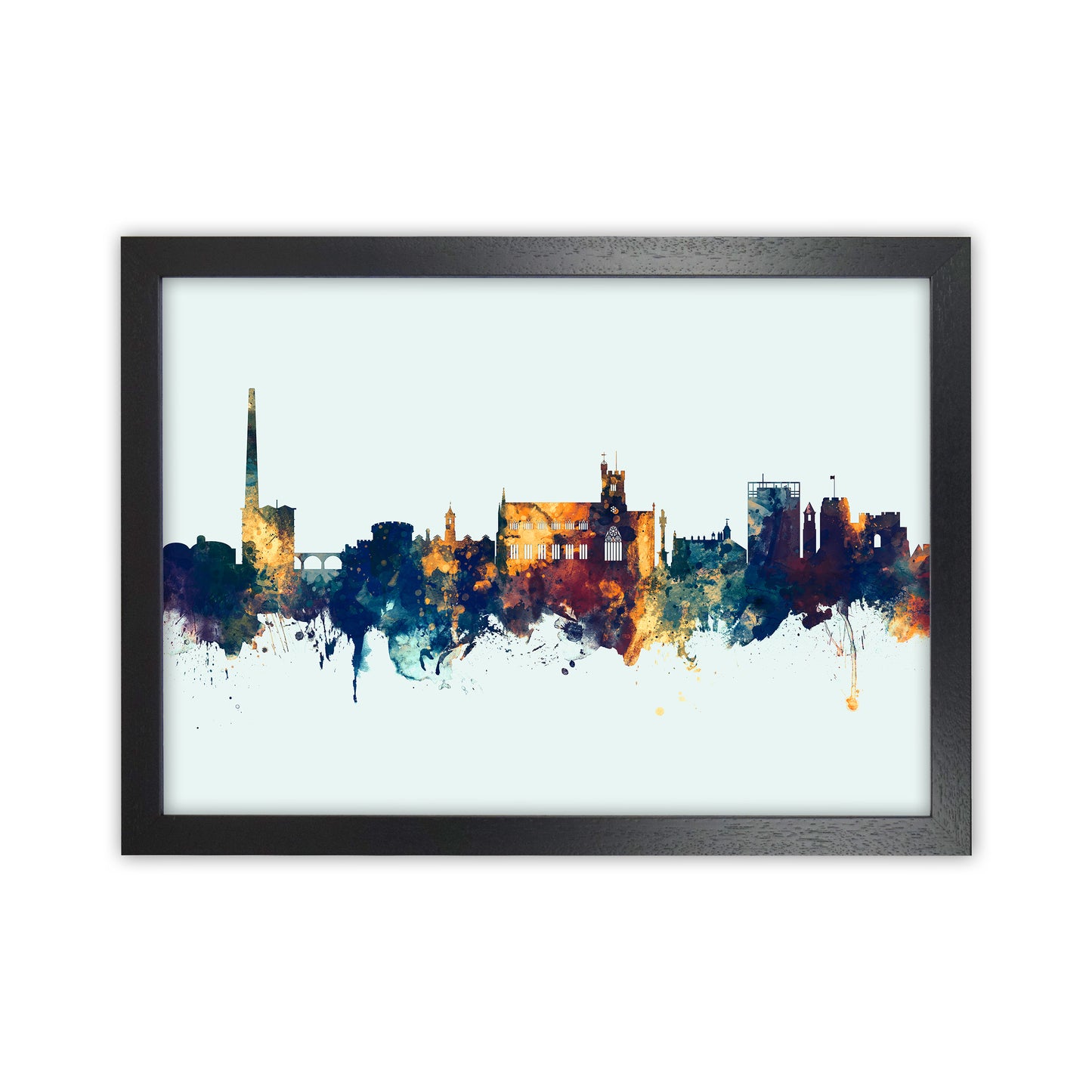 Carlisle England Skyline Blue Orange Art Print by Michael Tompsett Black Grain