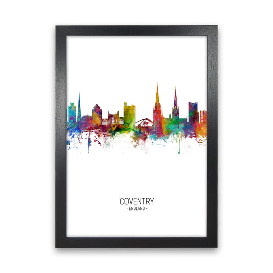 Coventry England Skyline Portrait Art Print by Michael Tompsett Black Grain