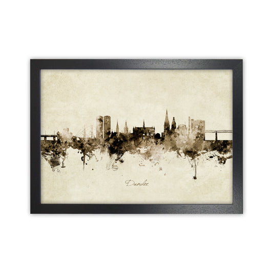 Dundee Scotland Skyline Vintage Art Print by Michael Tompsett Black Grain