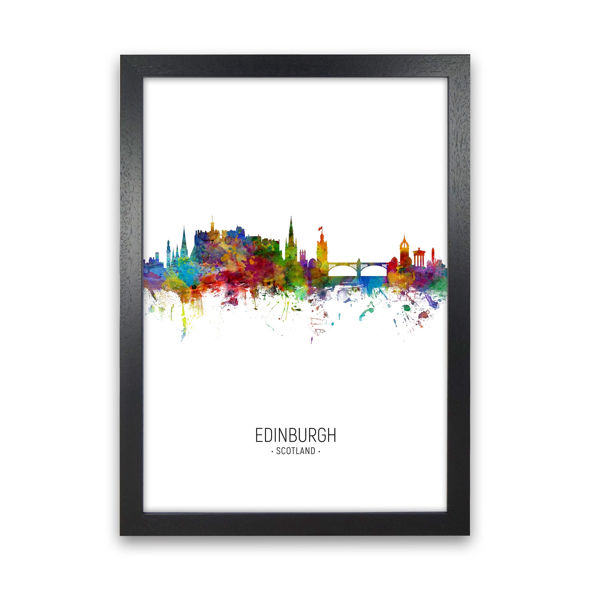 Edinburgh Scotland Skyline Portrait Art Print by Michael Tompsett Black Grain