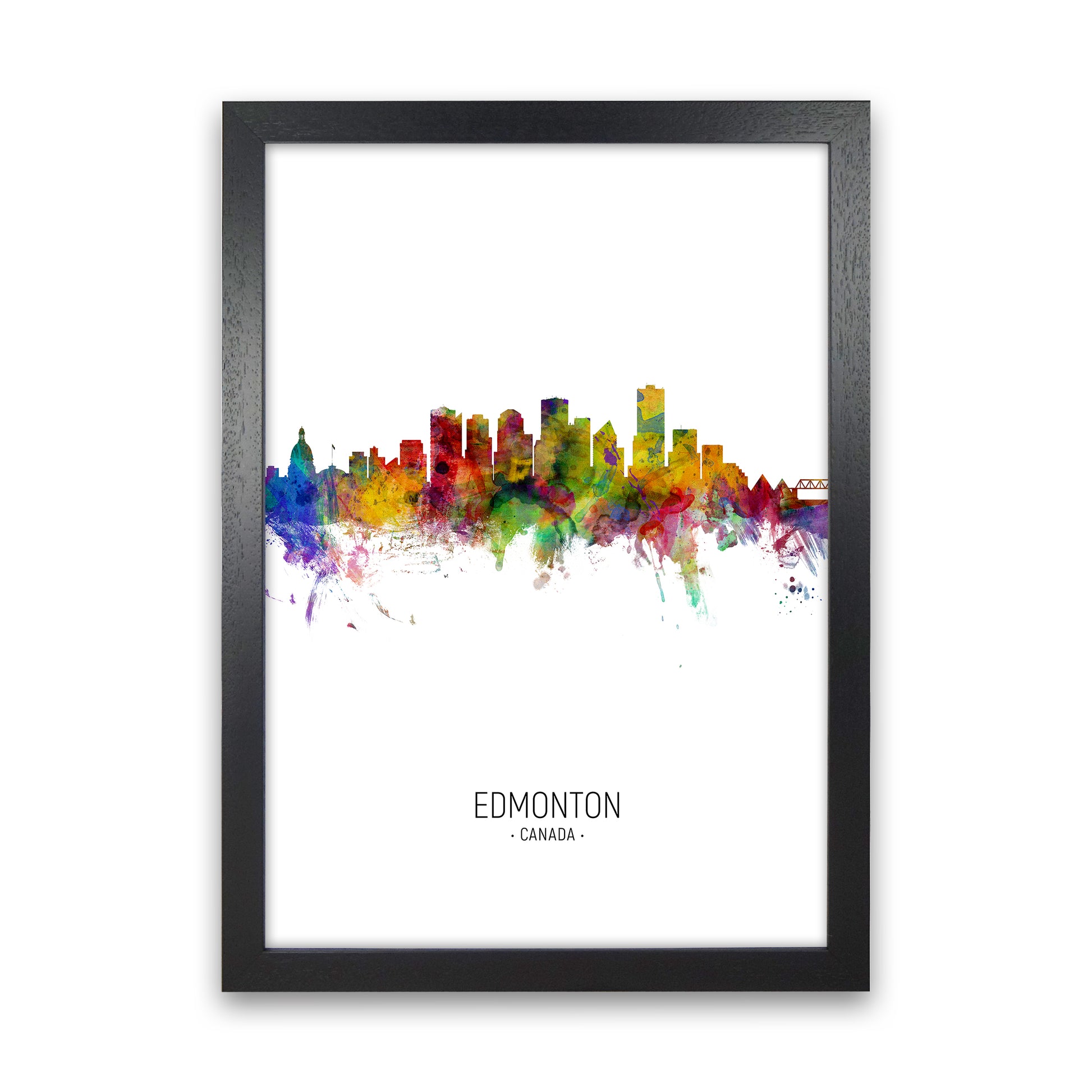 Edmonton Canada Skyline Portrait Art Print by Michael Tompsett Black Grain