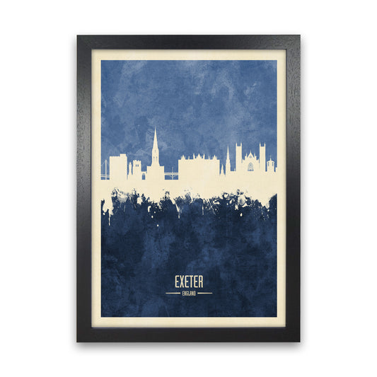 Exeter England Skyline Portrait Navy Art Print by Michael Tompsett Black Grain