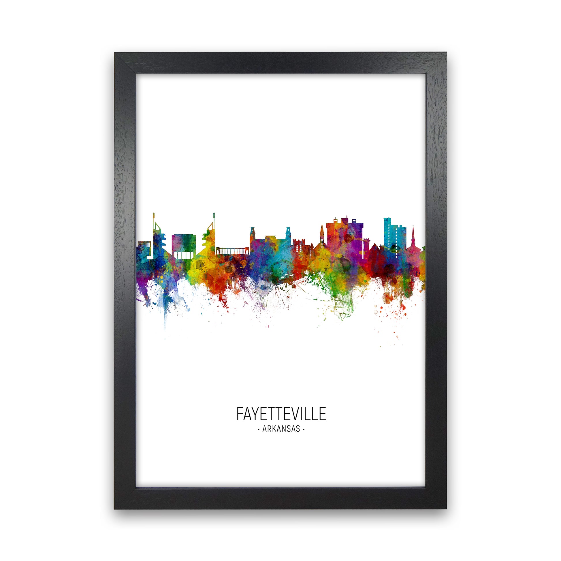Fayetteville Arkansas Skyline Portrait Art Print by Michael Tompsett Black Grain