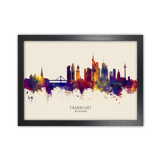 Frankfurt Deutschland Skyline Autumn City Name Art Print by Michael Tompsett Black Grain