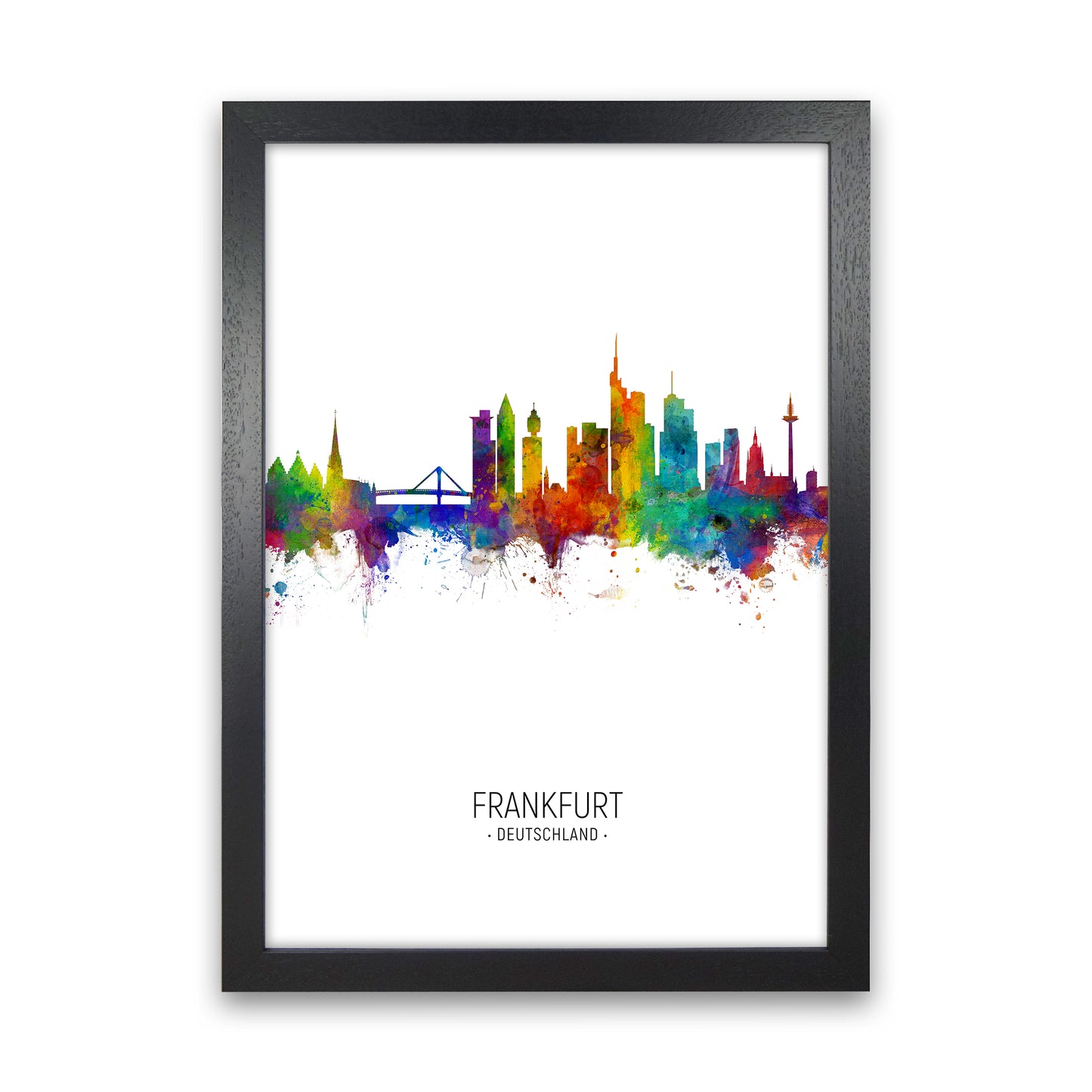 Frankfurt Germany Skyline Portrait Art Print by Michael Tompsett Black Grain