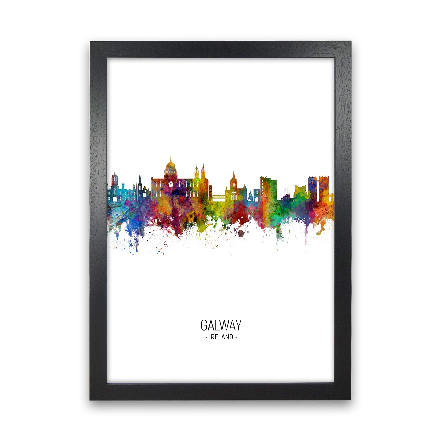 Galway Ireland Skyline Portrait Art Print by Michael Tompsett Black Grain