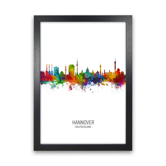 Hannover Germany Skyline Portrait Art Print by Michael Tompsett Black Grain