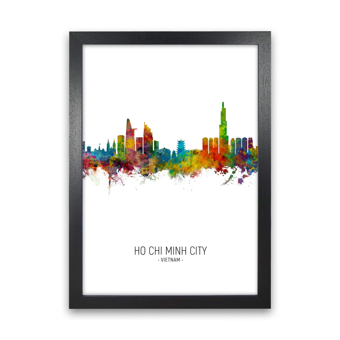 Ho Chi Minh City Vietnam Skyline Portrait Art Print by Michael Tompsett Black Grain