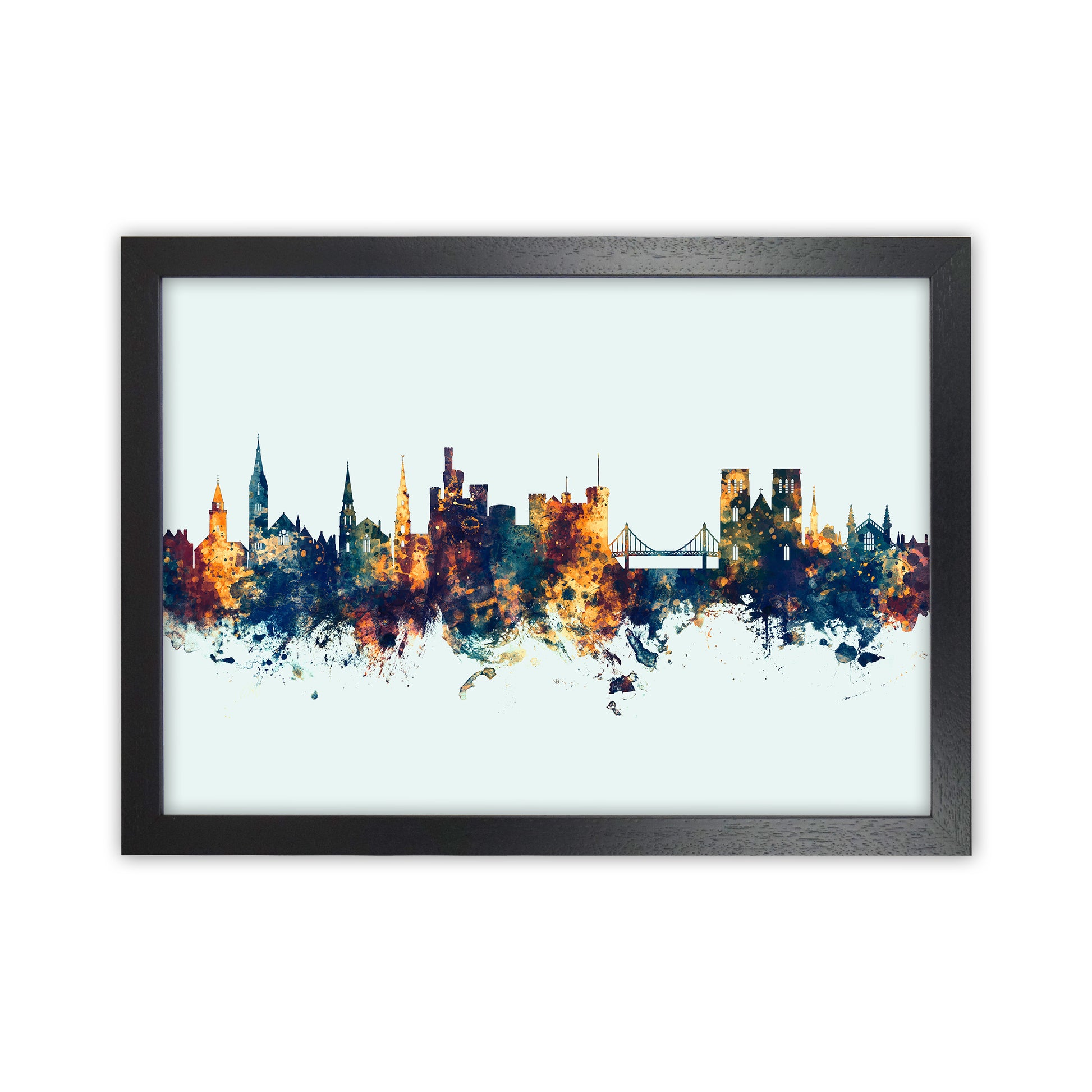 Inverness Scotland Skyline Blue Orange Art Print by Michael Tompsett Black Grain