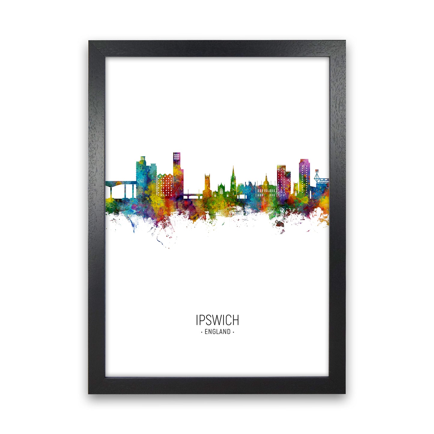 Ipswich England Skyline Portrait Art Print by Michael Tompsett Black Grain