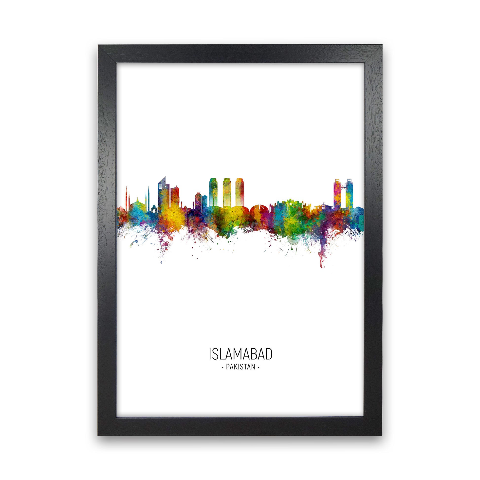 Islamabad Pakistan Skyline Portrait Art Print by Michael Tompsett Black Grain