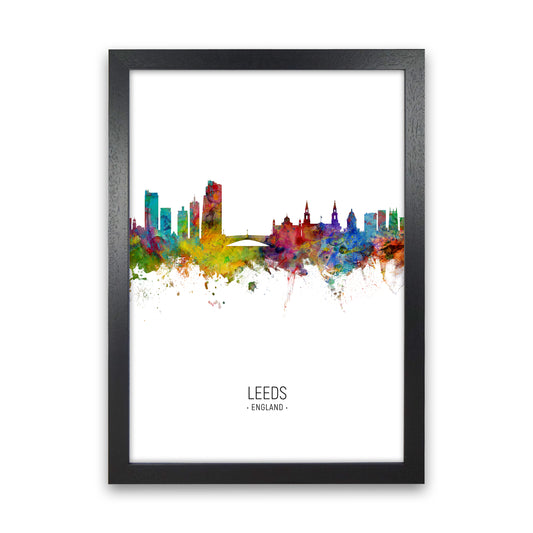 Leeds England Skyline Portrait Art Print by Michael Tompsett Black Grain