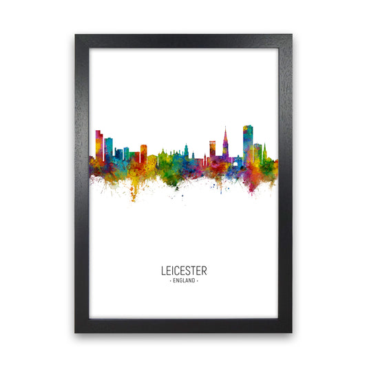 Leicester England Skyline Portrait Art Print by Michael Tompsett Black Grain