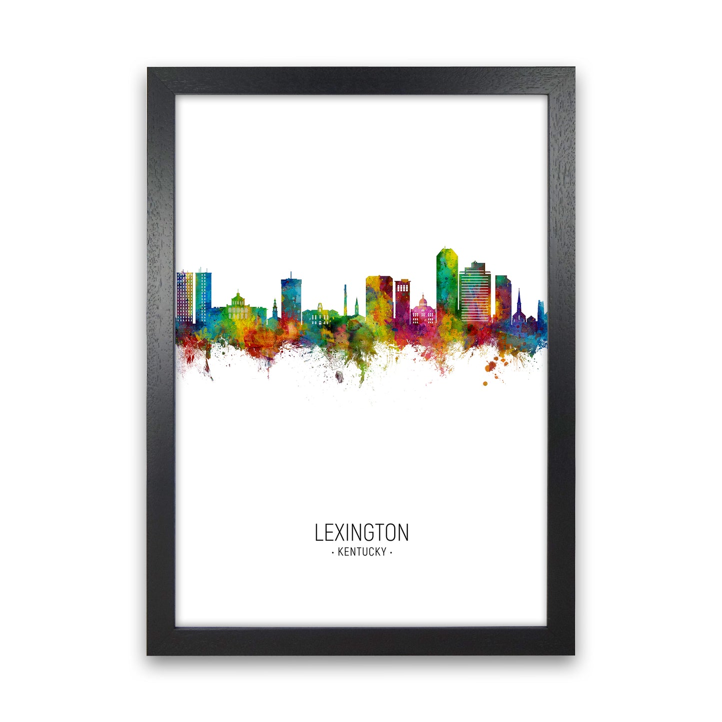 Lexington Kentucky Skyline Portrait Art Print by Michael Tompsett Black Grain