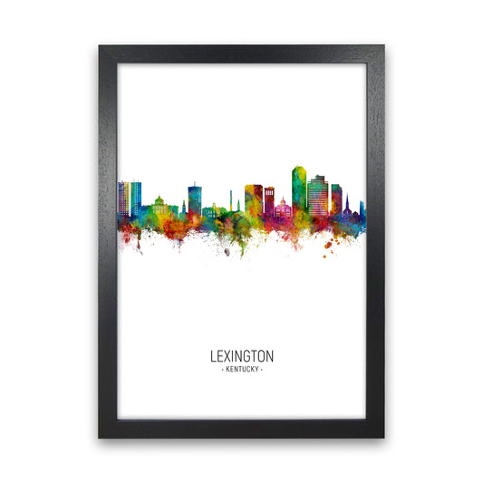 Lexington Kentucky Skyline Portrait Art Print by Michael Tompsett Black Grain