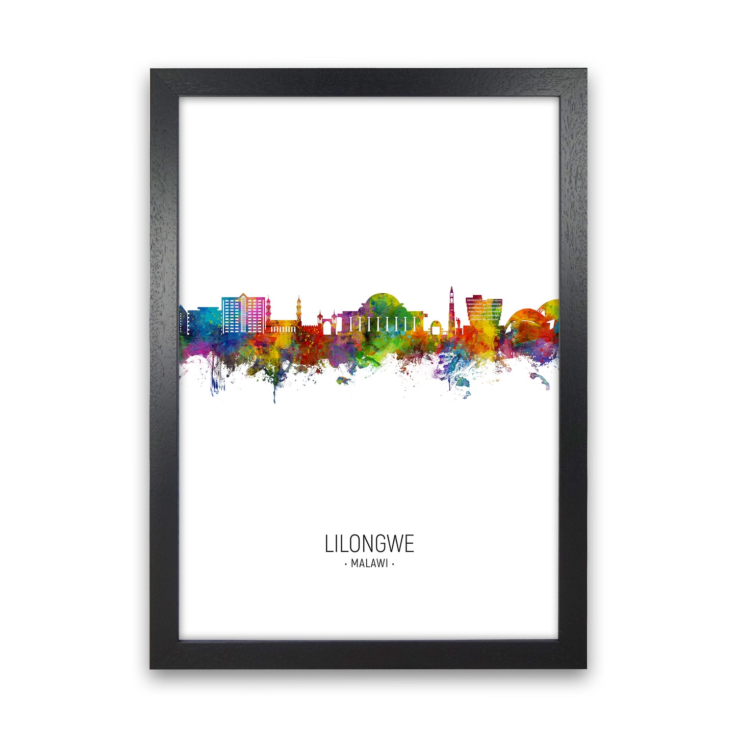 Lilongwe Malawi Skyline Portrait Art Print by Michael Tompsett Black Grain