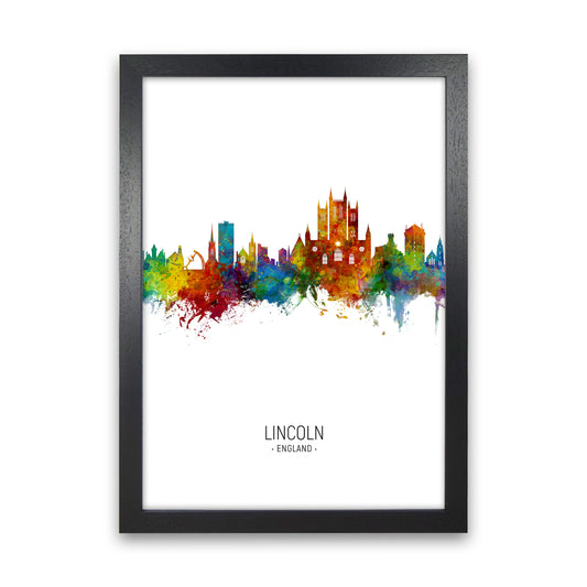Lincoln England Skyline Portrait Art Print by Michael Tompsett Black Grain