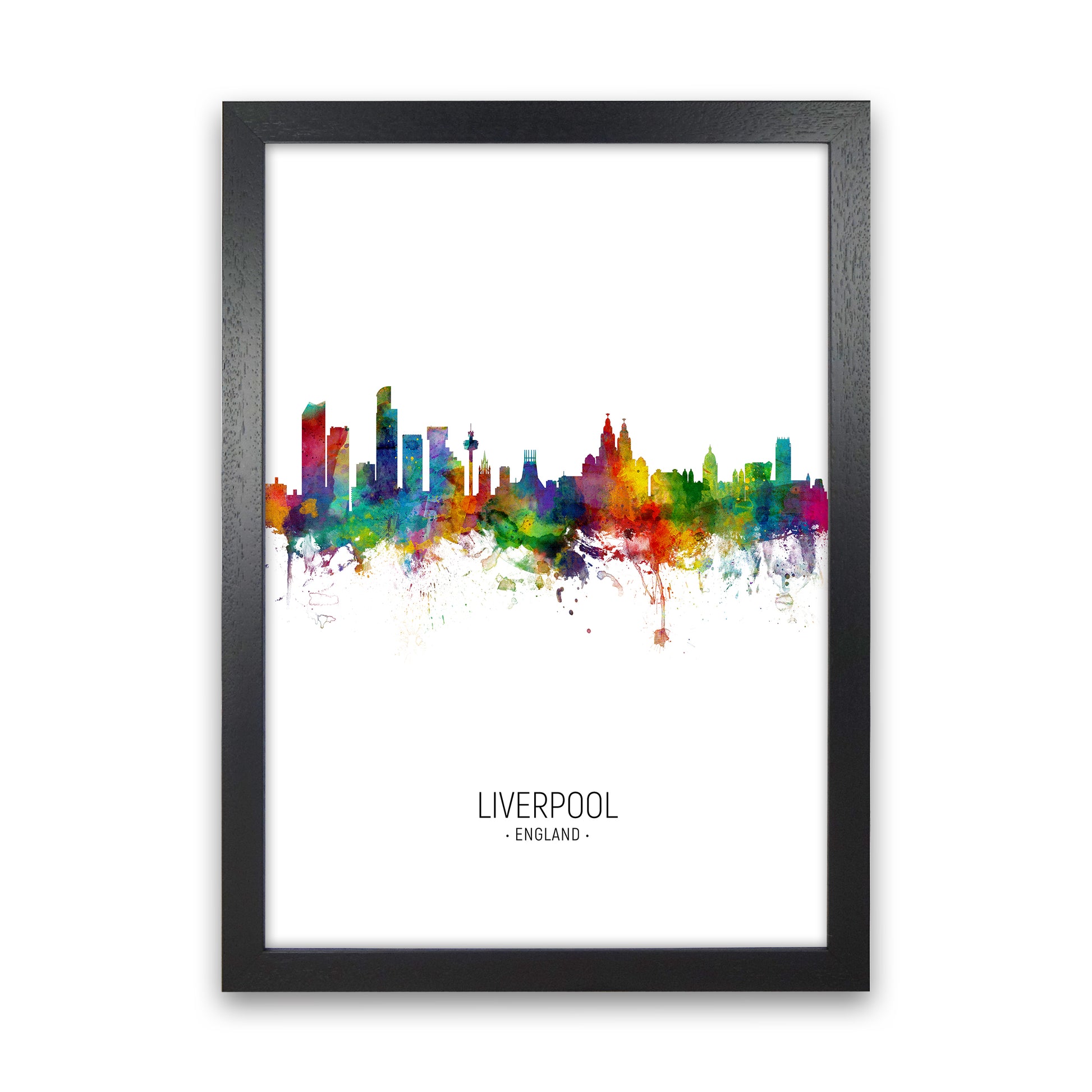 Liverpool England Skyline Portrait Art Print by Michael Tompsett Black Grain