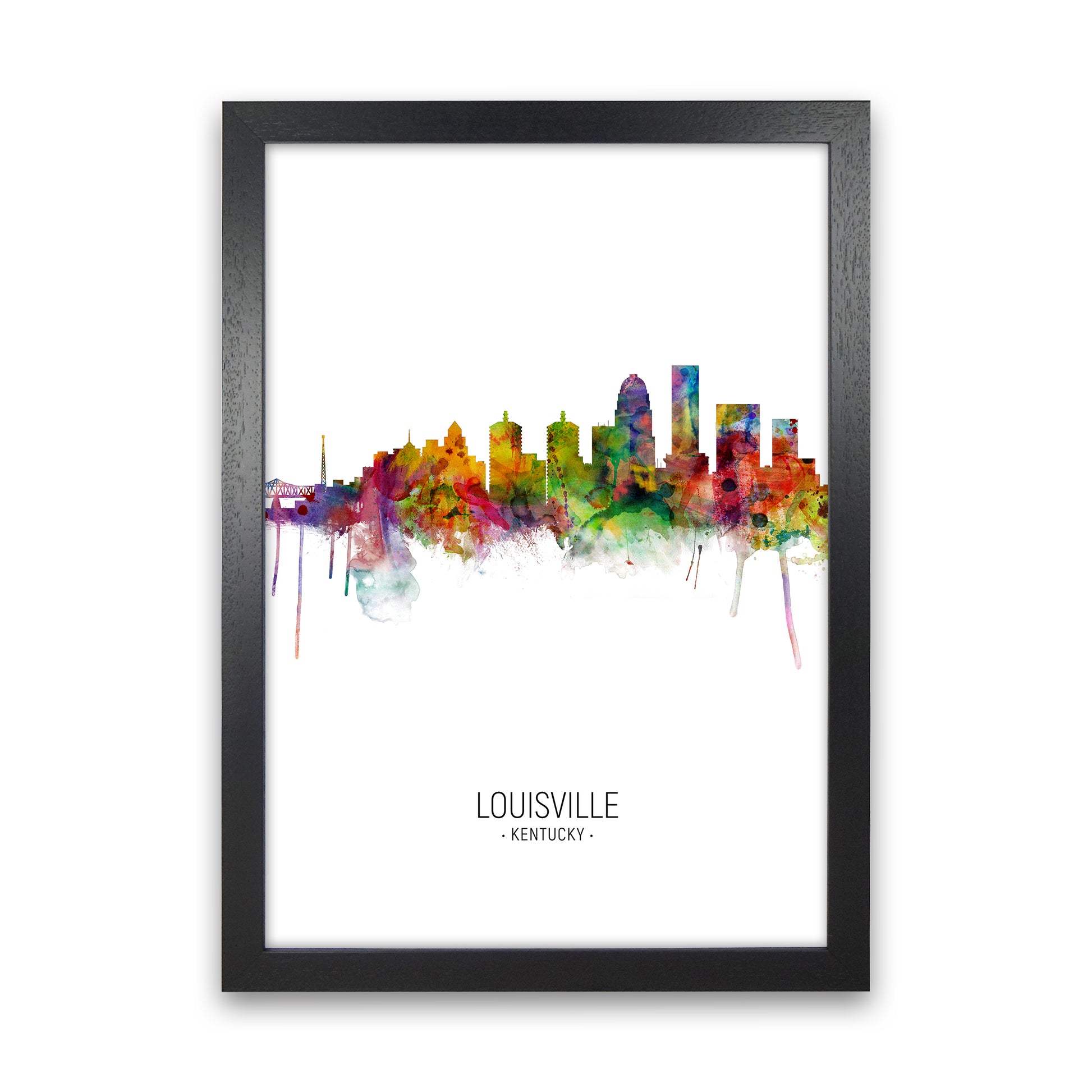 Louisville Kentucky Skyline Portrait Art Print by Michael Tompsett Black Grain