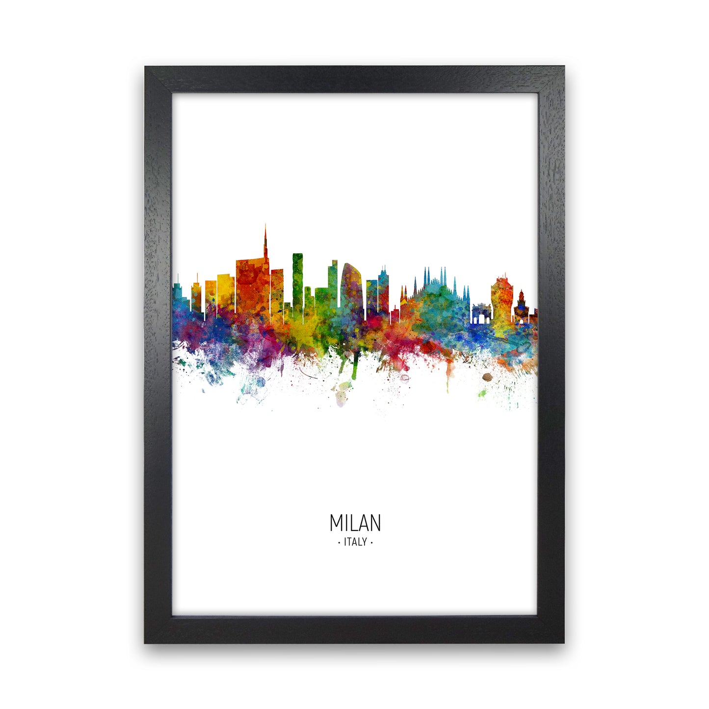 Milan Italy Skyline Portrait Art Print by Michael Tompsett Black Grain