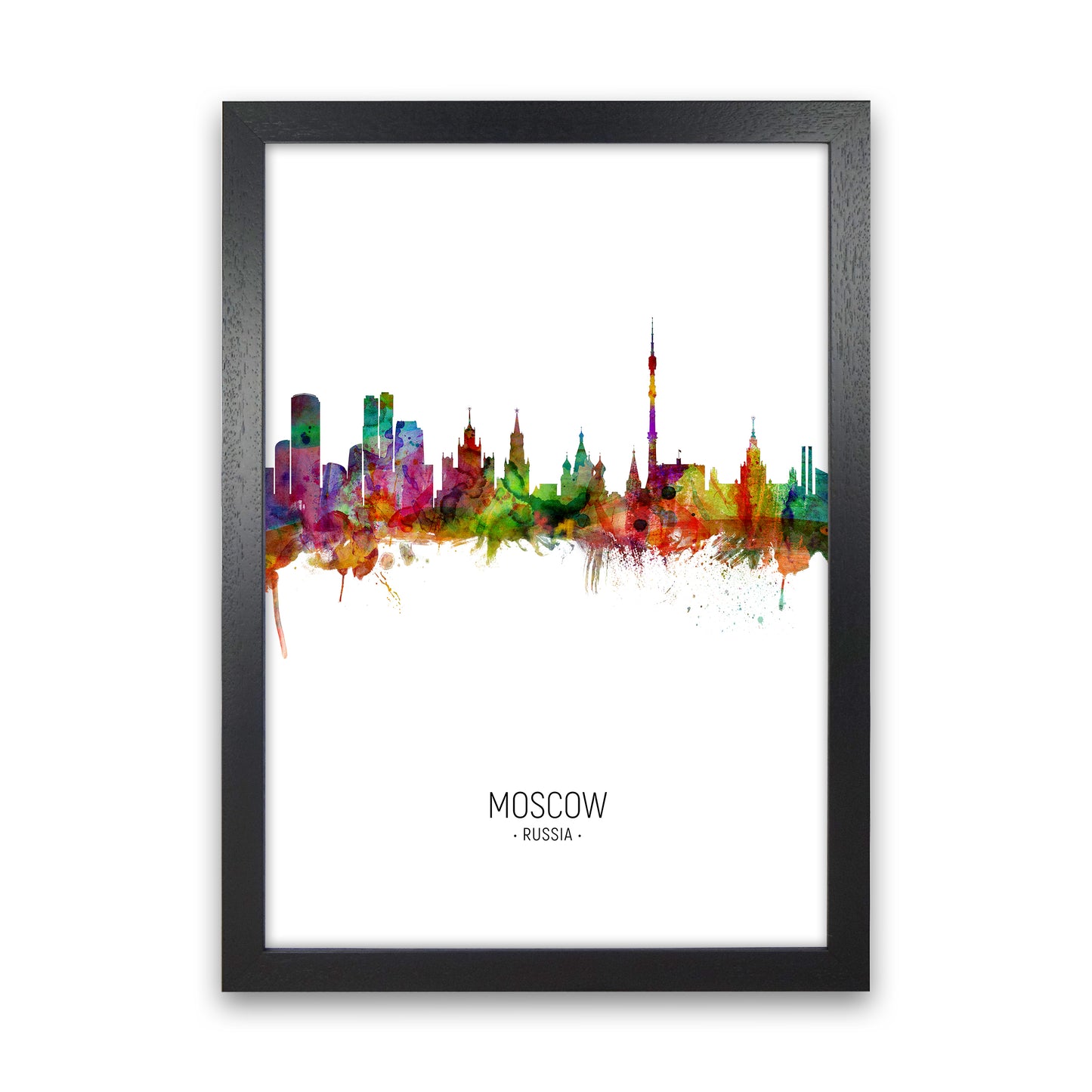Moscow Russia Skyline Portrait Art Print by Michael Tompsett Black Grain