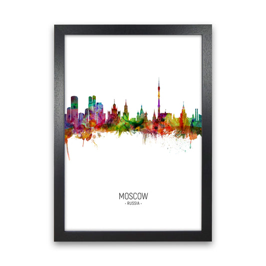 Moscow Russia Skyline Portrait Art Print by Michael Tompsett Black Grain